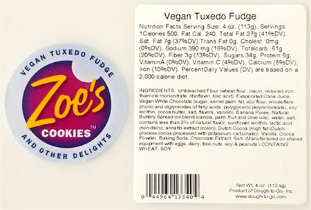 Dough-To-Go Issues Allergy Alert on Undeclared Tree Nuts in Zoe’s Vegan Tuxedo Fudge Cookie